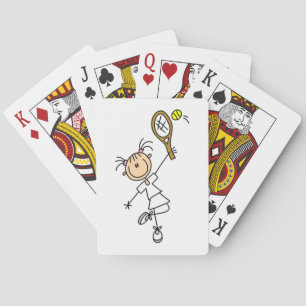 Female Stick Figure Tennis Player Playing Cards