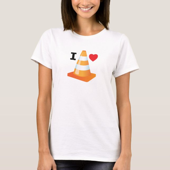Female Student Funny Traffic Safety Cone T-Shirt (Front)