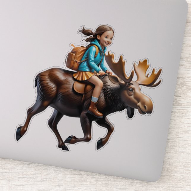 female student riding a moose (Detail)