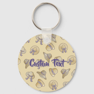 Female Summer Hats Beige Key Ring