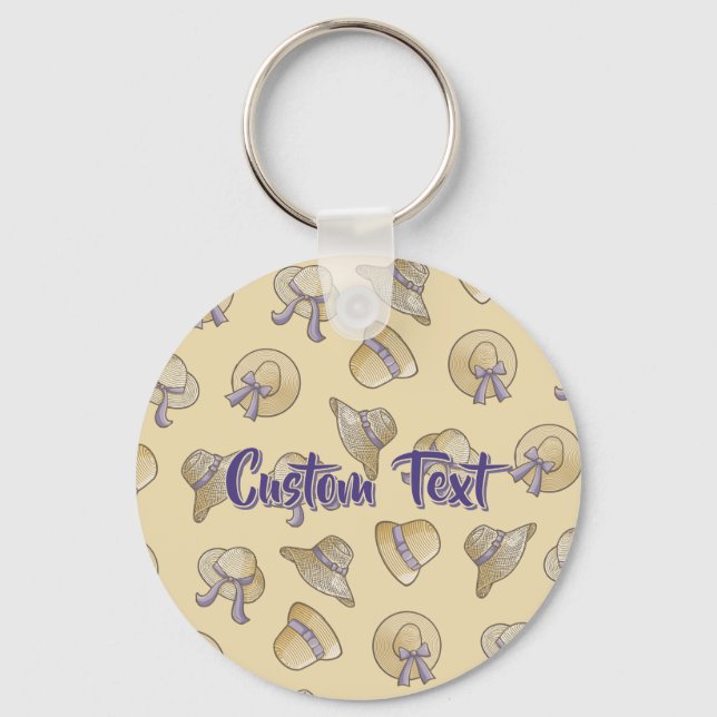 Female Summer Hats Beige Key Ring (Front)