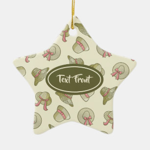 Female Summer Hats Yellow Ceramic Ornament