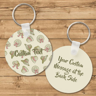 Female Summer Hats Yellow Key Ring