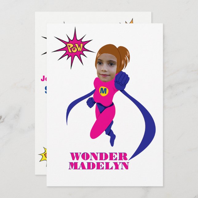 Female Superhero Pink Woman Custom Photo Template (Front/Back)