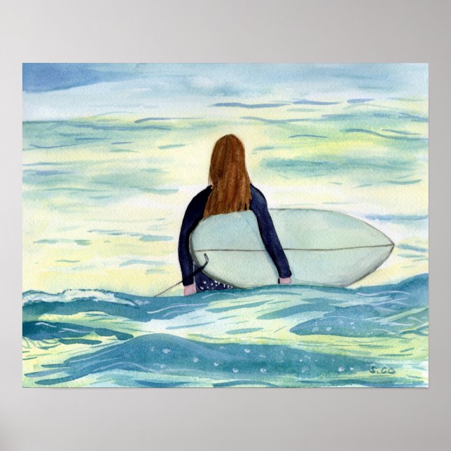 Female Surfer in Beautiful Sunlight Poster (Front)