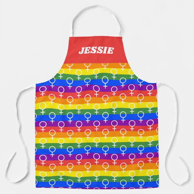 Female Symbol Rainbow Pattern Apron (Front)