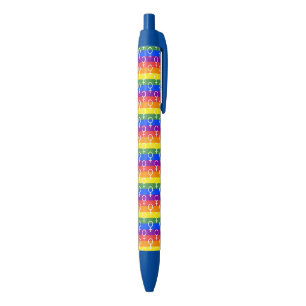 Female Symbol Rainbow Pattern Blue Ink Pen