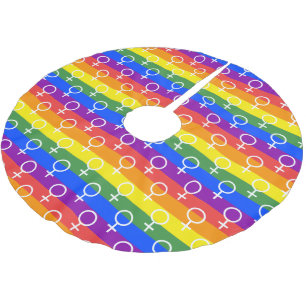 Female Symbol Rainbow Pattern Brushed Polyester Tree Skirt