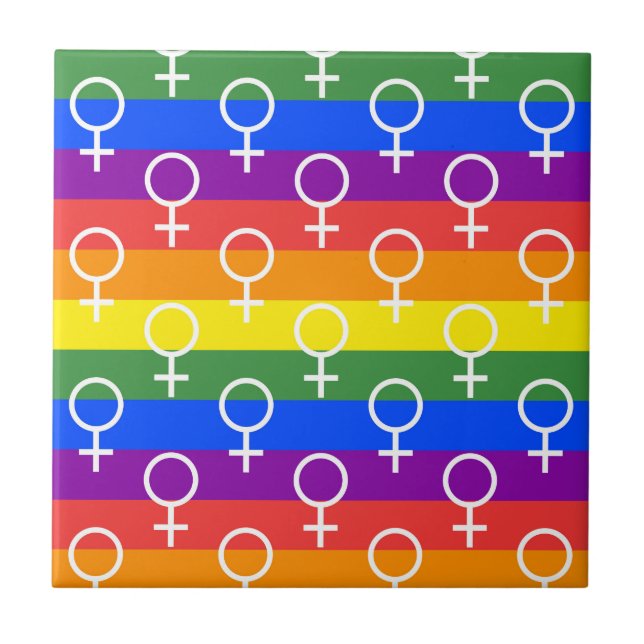 Female Symbol Rainbow Pattern Ceramic Tile (Front)