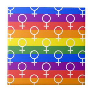 Female Symbol Rainbow Pattern Ceramic Tile