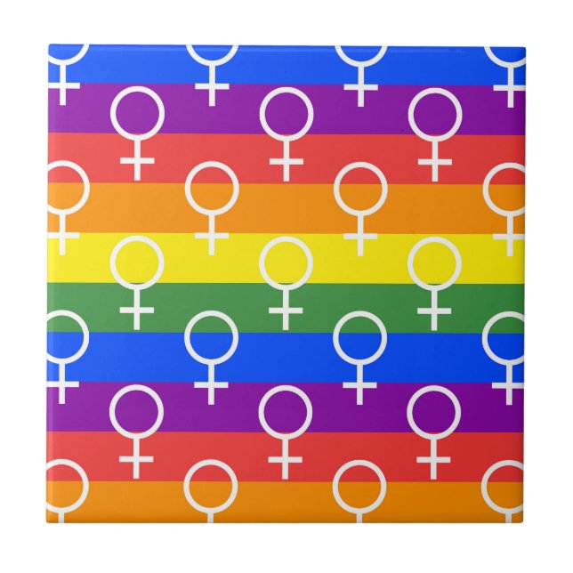 Female Symbol Rainbow Pattern Ceramic Tile (Front)