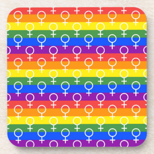 Female Symbol Rainbow Pattern Coaster
