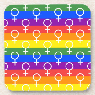 Female Symbol Rainbow Pattern Coaster