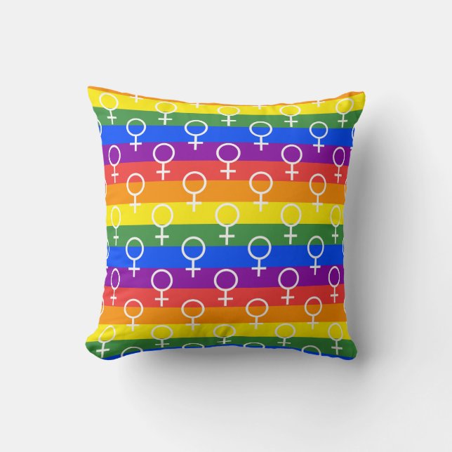 Female Symbol Rainbow Pattern Cushion (Front)