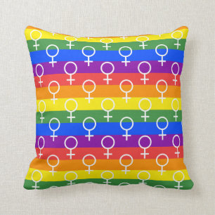 Female Symbol Rainbow Pattern Cushion