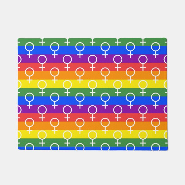 Female Symbol Rainbow Pattern Doormat (Front)