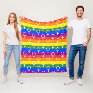 Female Symbol Rainbow Pattern Fleece Blanket