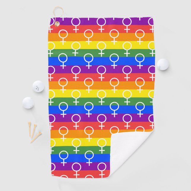 Female Symbol Rainbow Pattern Golf Towel (InSitu)