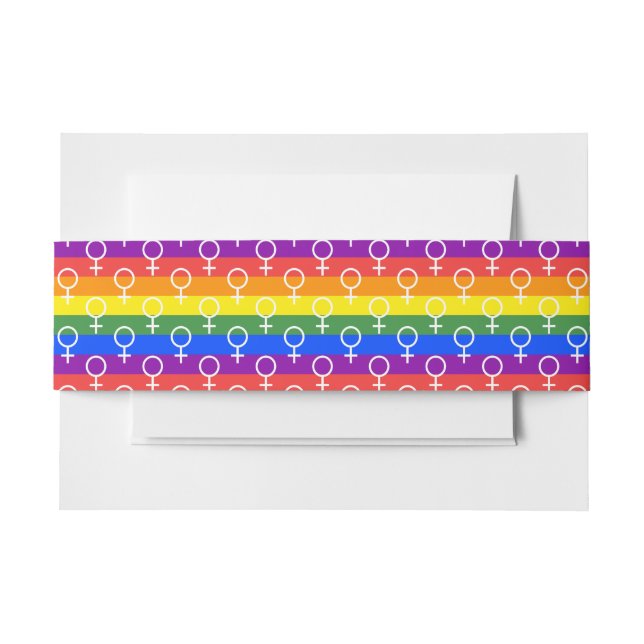 Female Symbol Rainbow Pattern Invitation Belly Band (Front Example)