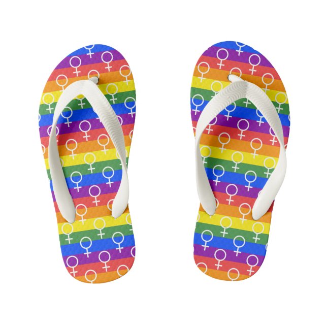 Female Symbol Rainbow Pattern Kid's Thongs (Footbed)