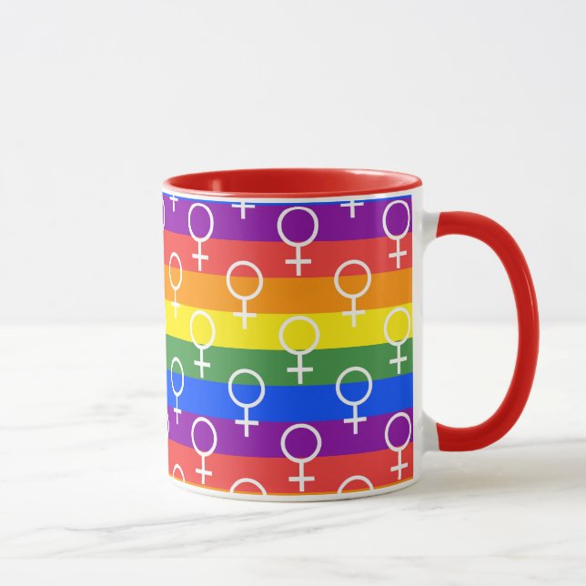 Female Symbol Rainbow Pattern Mug (Right)