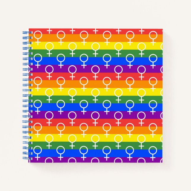 Female Symbol Rainbow Pattern Notebook (Front)