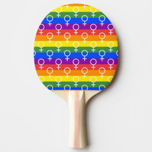 Female Symbol Rainbow Pattern Ping Pong Paddle