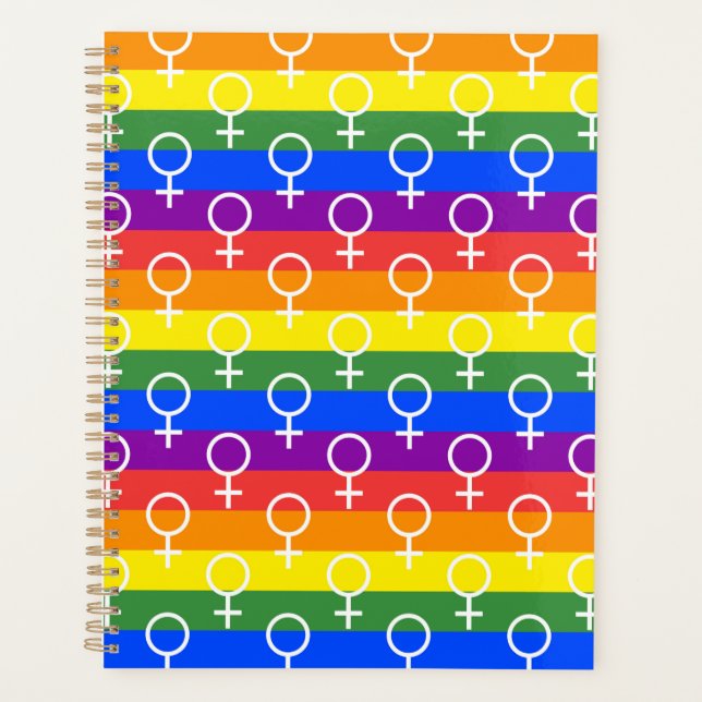 Female Symbol Rainbow Pattern Planner (Front)