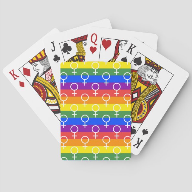 Female Symbol Rainbow Pattern Playing Cards (Back)