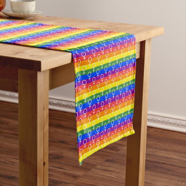 Female Symbol Rainbow Pattern Short Table Runner (In Situ)