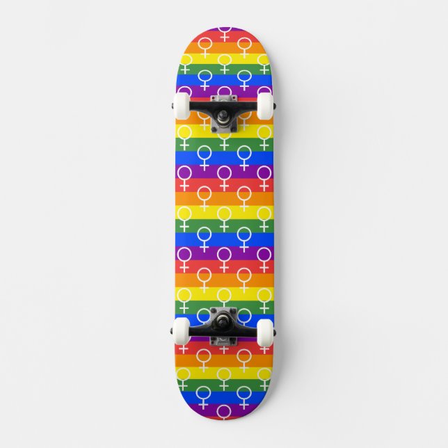 Female Symbol Rainbow Pattern Skateboard (Front)