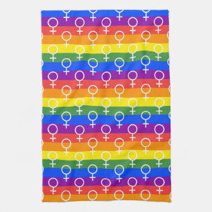 Female Symbol Rainbow Pattern Tea Towel