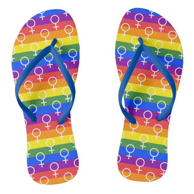 Female Symbol Rainbow Pattern Thongs (Footbed)