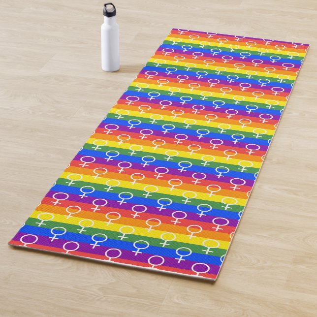 Female Symbol Rainbow Pattern Yoga Mat (In Situ)