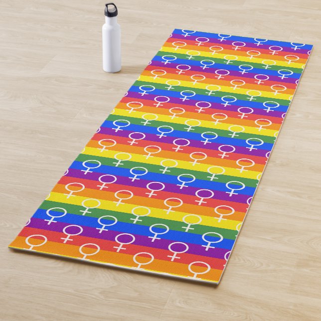 Female Symbol Rainbow Pattern Yoga Mat (In Situ)