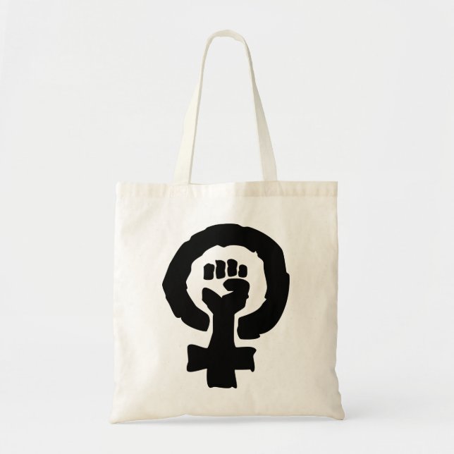 Female symbol solidarity hand tote bag (Front)