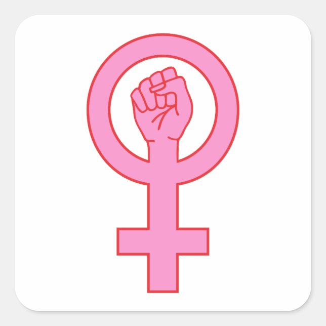 Female symbol with hand square sticker (Front)