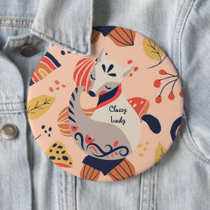 Female Teacher Gift CLASSY LADY Hygge Fox 6 Cm Round Badge