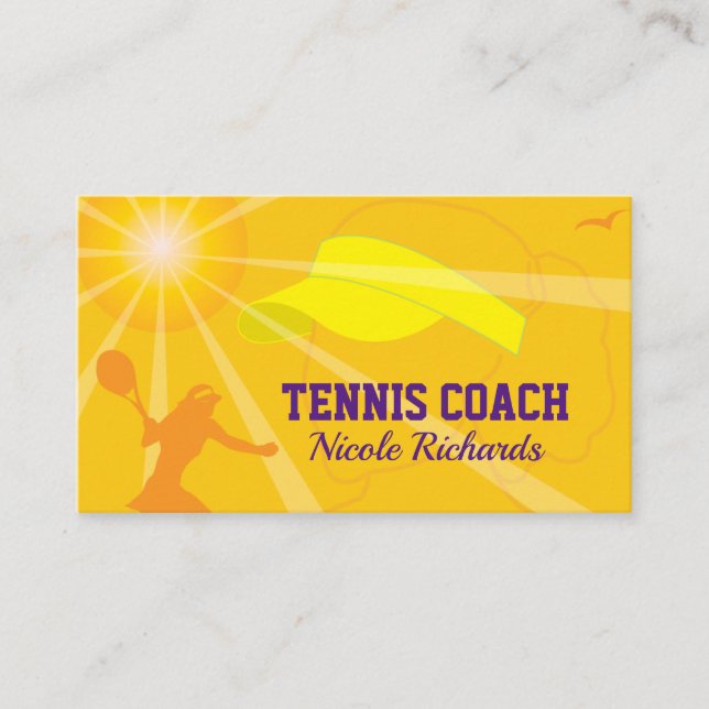 Female Tennis Coach business card template (Front)