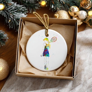 Female Tennis Player Ceramic Ornament