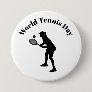 Female Tennis Player Silhouette Button 