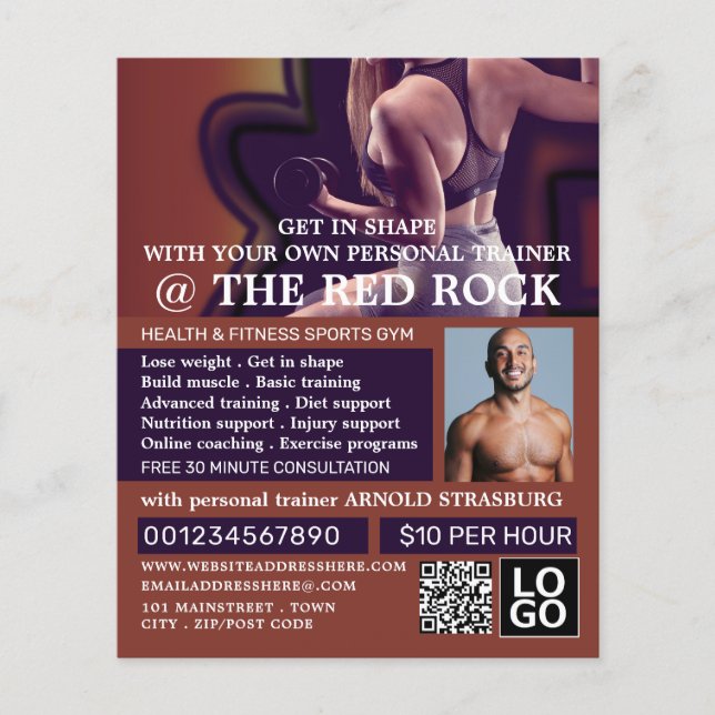 Female Trainer, Personal trainer, Gym Advertising Flyer (Front)