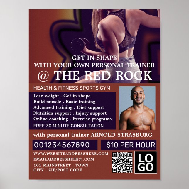 Female Trainer, Personal trainer, Gym Advertising Poster (Front)