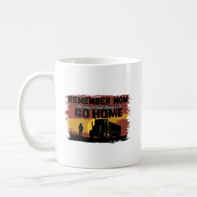 Female Trucker Mum Road Journey Family Love Design Coffee Mug (Left)