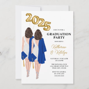 Female Twins Graduation Party Invitation