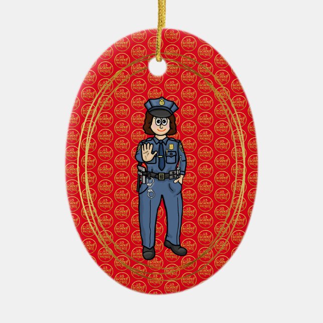 Female U.S. Border Patrol Agent Christmas Ornament (Front)