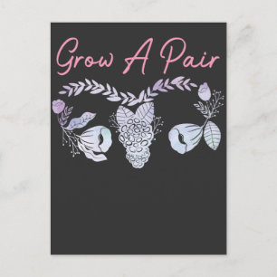 Female Uterus Grow A Pair Flower Ovary Feminist Postcard