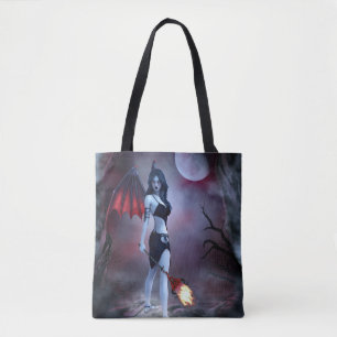Female vampire demon tote bag