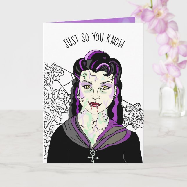 Female Vampire, Romantic Halloween IRRESISTIBLE Card (Orchid)