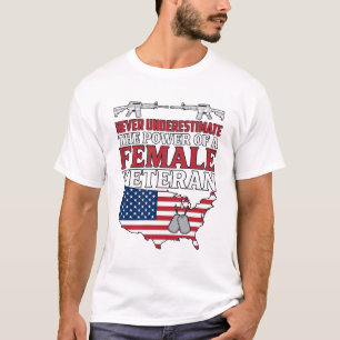 Female Veteran Power Patriotic Vintage Shirt Desig